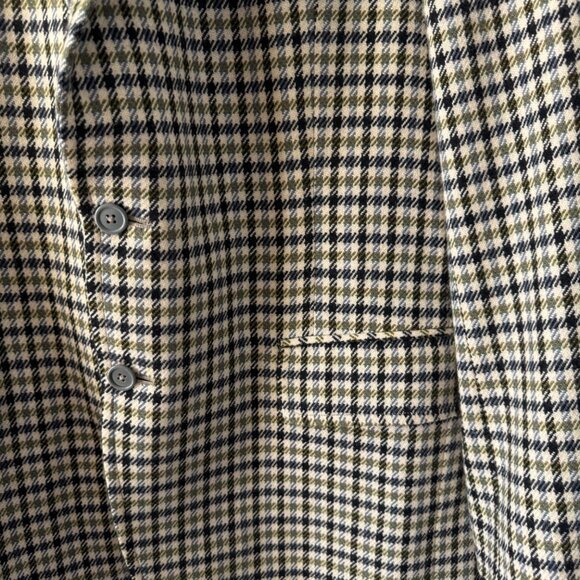 Vintage Custom A Man Hing Cheong Herringbone Check 2 Button Blazer Coat, Size 40 - Picture 3 of 9